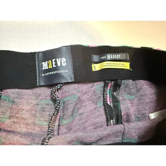Maeve ANTHROPOLOGIE The Margot Kick Flare Crop Pants S Green Pink Geometric - Picture 5 of 9